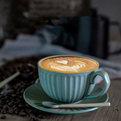 Handmade Japanese Retro Coffee Cup & Saucer Set
