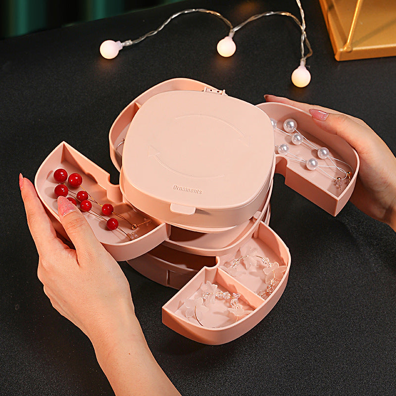 Luxury Rotating Jewelry Organizer – Multi-Layer Earring & Accessory Display Box
