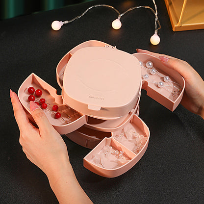 Luxury Rotating Jewelry Organizer – Multi-Layer Earring & Accessory Display Box