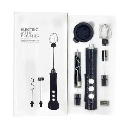 Rechargeable Electric Milk Frother – 3-Speed Stainless Steel Mixer with Stand