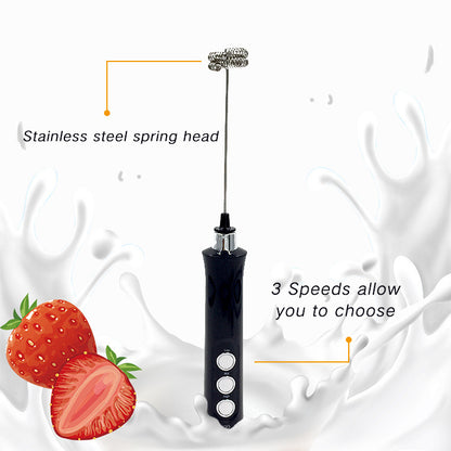 Rechargeable Electric Milk Frother – 3-Speed Stainless Steel Mixer with Stand