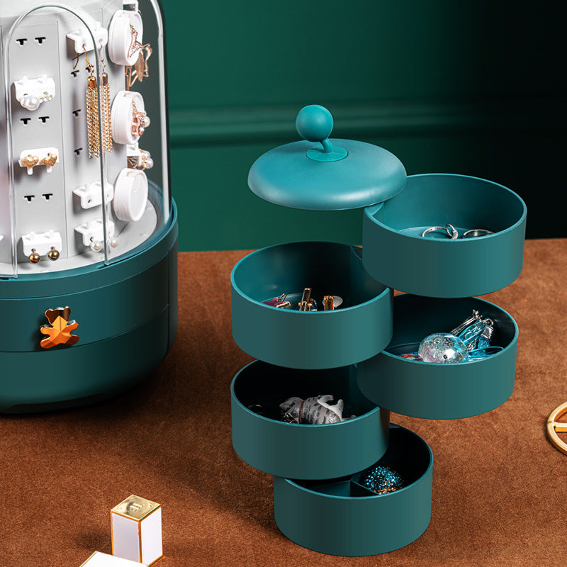 Virelia 360° Rotating Jewelry Organizer – Elegant Storage for Earrings & Necklaces