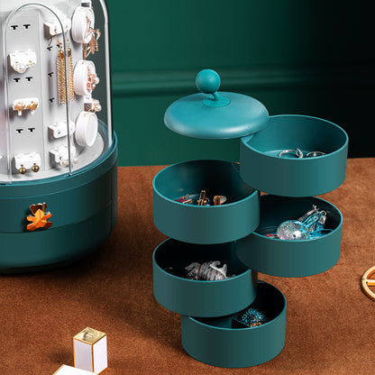 Virelia 360° Rotating Jewelry Organizer – Elegant Storage for Earrings & Necklaces