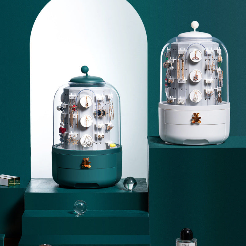 Virelia 360° Rotating Jewelry Organizer – Elegant Storage for Earrings & Necklaces
