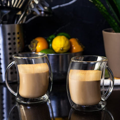 Luxury Tilted Borosilicate Double-Wall Coffee Glass