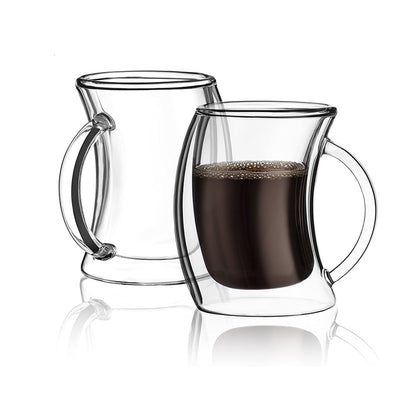 Luxury Tilted Borosilicate Double-Wall Coffee Glass