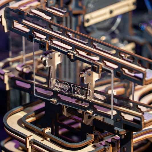 ROKR Marble Night City 3D Mechanical Marble Run Kit – Premium Wooden DIY Puzzle Model