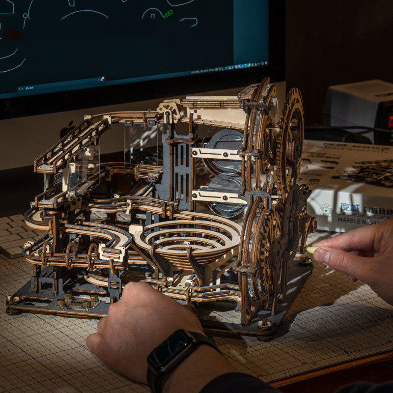 ROKR Marble Night City 3D Mechanical Marble Run Kit – Premium Wooden DIY Puzzle Model