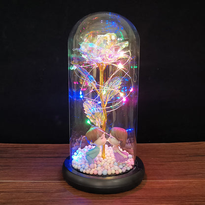 Eternal Radiance Rose Lamp – Color LED Glass Dome Edition