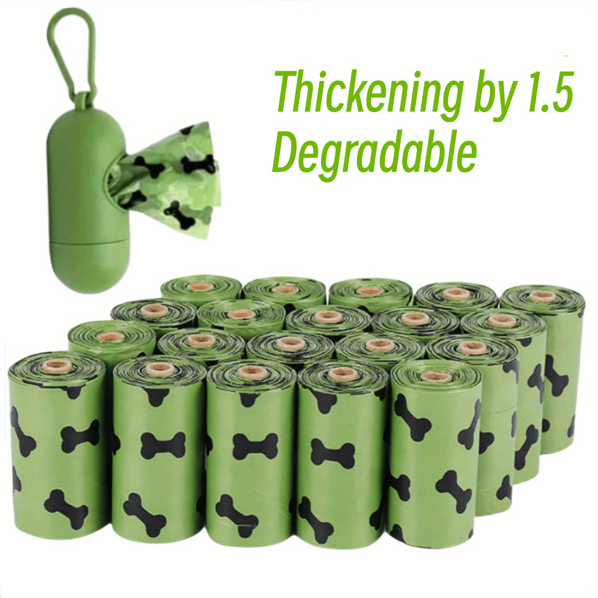 🌿 Eco-Friendly Biodegradable Dog Poop Bags – 6 Rolls with Dispenser, Leak-Proof & Thick