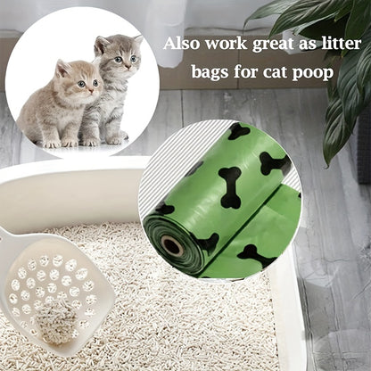 🌿 Eco-Friendly Biodegradable Dog Poop Bags – 6 Rolls with Dispenser, Leak-Proof & Thick