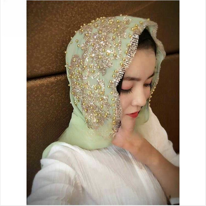 Elegant Cashmere Pearl Veil Scarf – Women’s Lightweight Summer Shawl