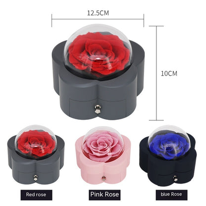 Luxury Eternal Rose Jewelry Gift Box – Romantic Acrylic Keepsake with Hidden Necklace