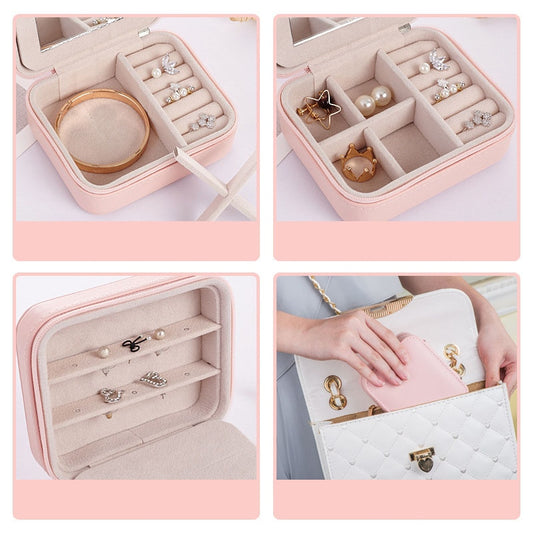 Luxury Mini Jewelry Travel Organizer – Portable Zipper Case for Rings, Earrings & Accessories