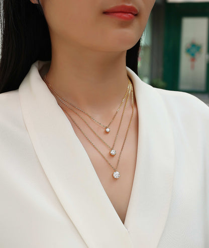 2-Carat Moissanite Silver Pendant Necklace – S925 Gold Electroplated, Minimalist Luxury