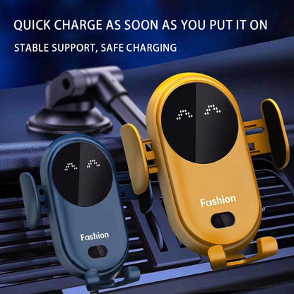 10W Wireless Car Charger with Infrared Auto-Clamp & Magnetic Phone Holder