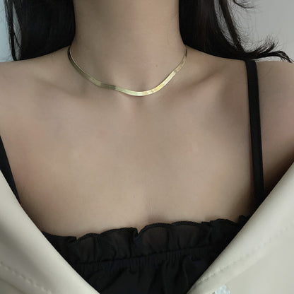 Sterling Silver Serpentine Necklace – French Blade Clavicle Chain