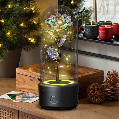 Eternal Rose LED Light & Bluetooth Speaker – Romantic Glass Dome Gift