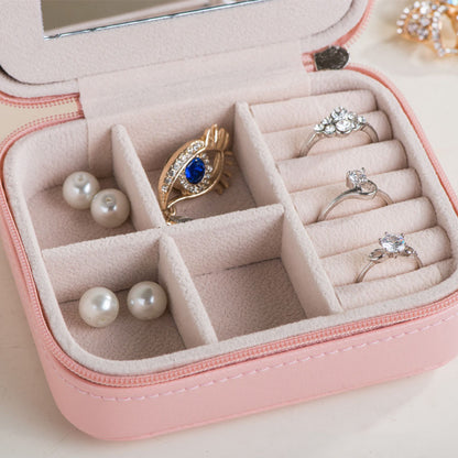 Luxury Mini Jewelry Travel Organizer – Portable Zipper Case for Rings, Earrings & Accessories