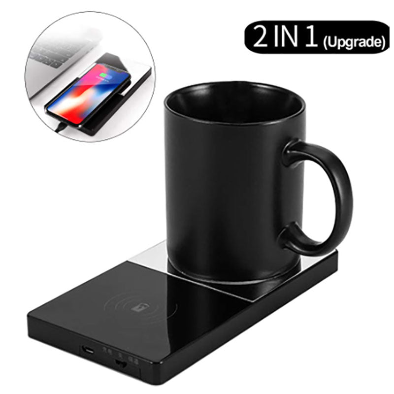 2-in-1 Mug Warmer & Wireless Charger – Hot Coffee Anytime