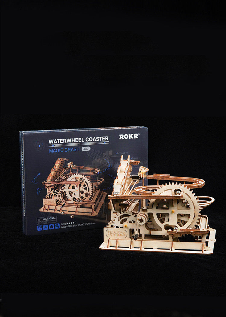 DIY Wooden Marble Run Hub – 3D Mechanical Assembly Model Kit
