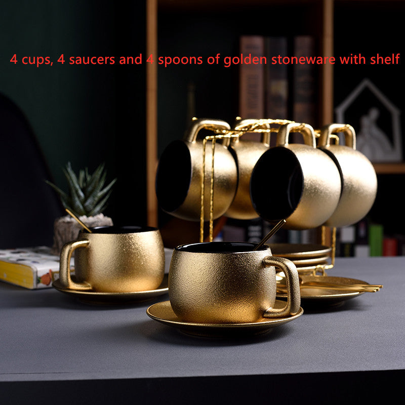 Elegant Golden Coffee Mug Set – Ceramic & Chic Homeware