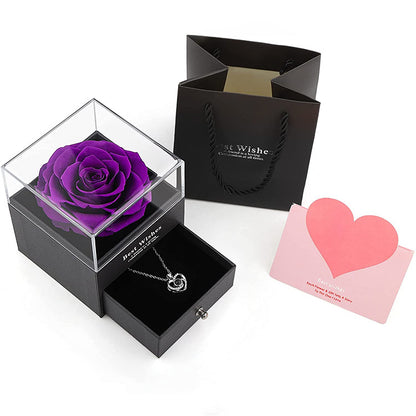 Luxury Eternal Rose Jewelry Box – Acrylic Preserved Flower Gift for Her