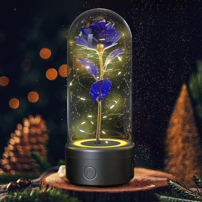Eternal Rose LED Light & Bluetooth Speaker – Romantic Glass Dome Gift