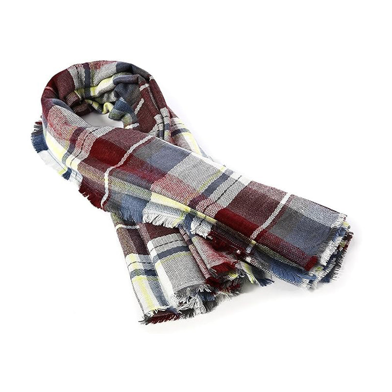 59x59in Plaid Tassel Scarf – Soft, Warm Women’s Shawl & Wrap