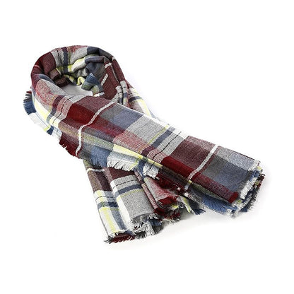 59x59in Plaid Tassel Scarf – Soft, Warm Women’s Shawl & Wrap