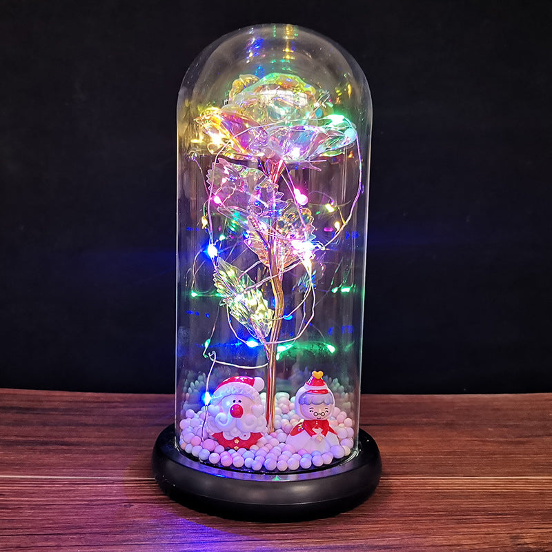 Eternal Radiance Rose Lamp – Color LED Glass Dome Edition