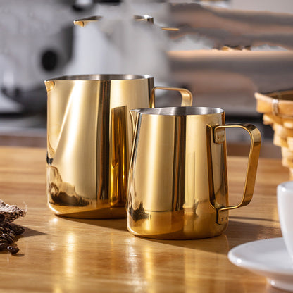 Premium Gold Stainless Steel Milk Frothing Cup – Barista Coffee Pitcher