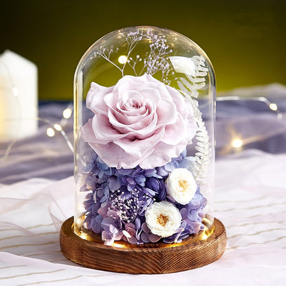 Luxury Eternal Rose Glass Dome – Preserved Flower of Everlasting Love
