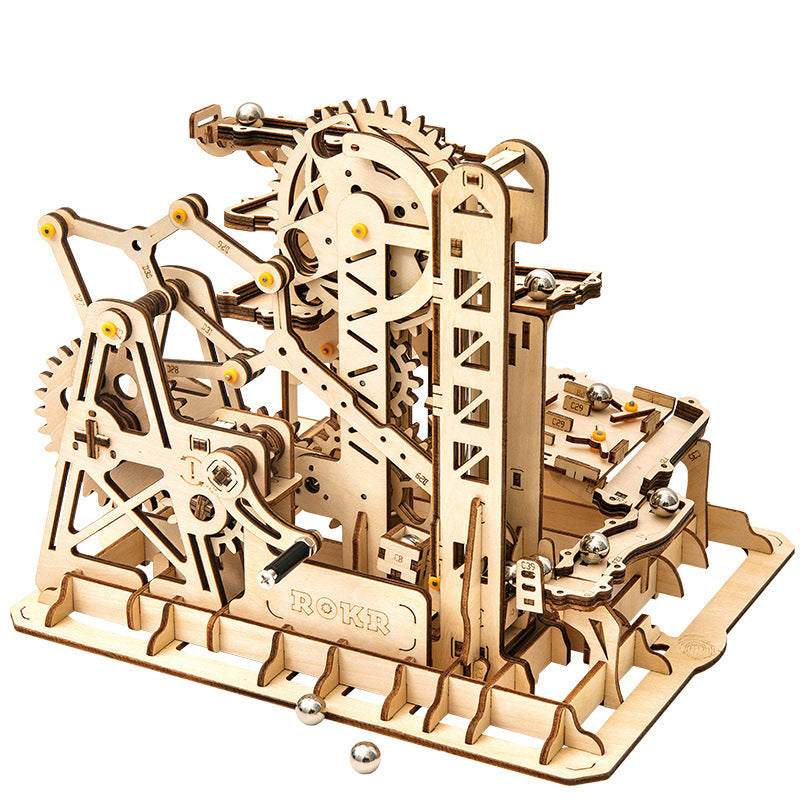 DIY Wooden Marble Run Hub – 3D Mechanical Assembly Model Kit