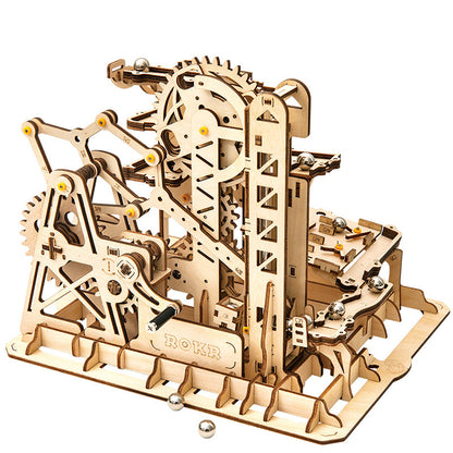 DIY Wooden Marble Run Hub – 3D Mechanical Assembly Model Kit