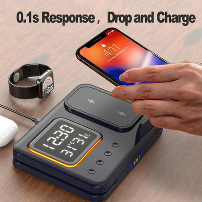 15W 5-in-1 Wireless Charging Dock with Alarm Clock & LED Display