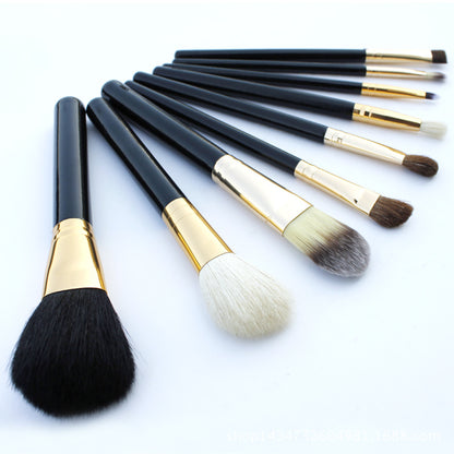 Professional Barrel Makeup Brush Set – 10pcs for Face & Eyes