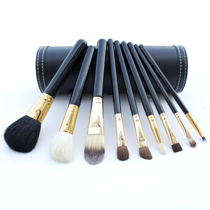 Professional Barrel Makeup Brush Set – 10pcs for Face & Eyes