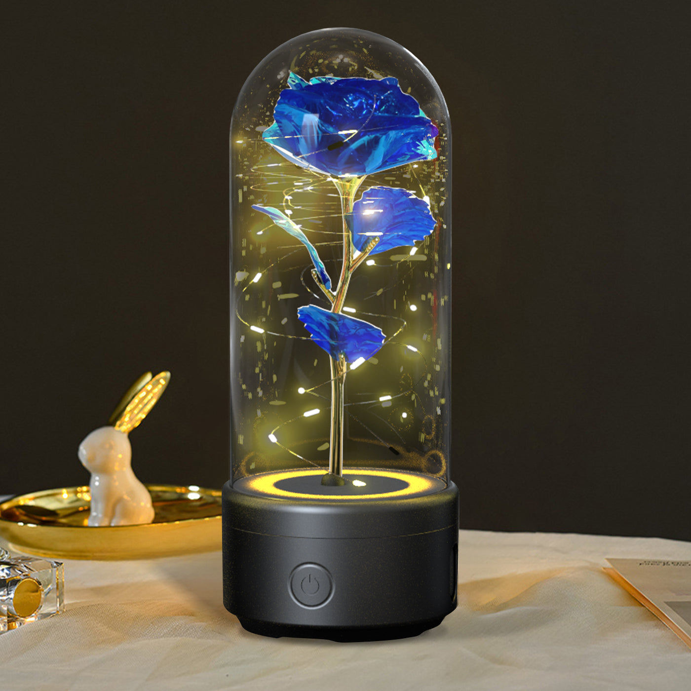 Eternal Rose LED Light & Bluetooth Speaker – Romantic Glass Dome Gift