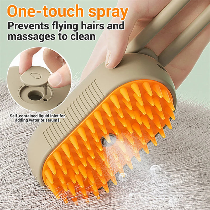 3‑in‑1 Electric Pet Grooming Brush – Steam Spray Hair Removal & Massage for Cats & Dogs