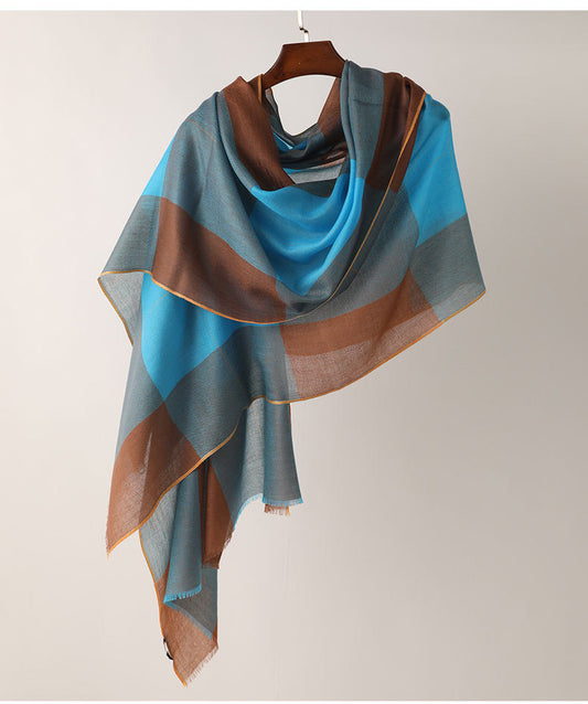 Multicolor Plaid Long Scarf – Cozy Cashmere Shawl for Women