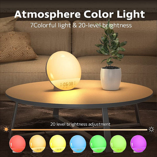 Sleep-Friendly Kids Lamp – Colorful Bedside Alarm Clock with Soothing White Noise