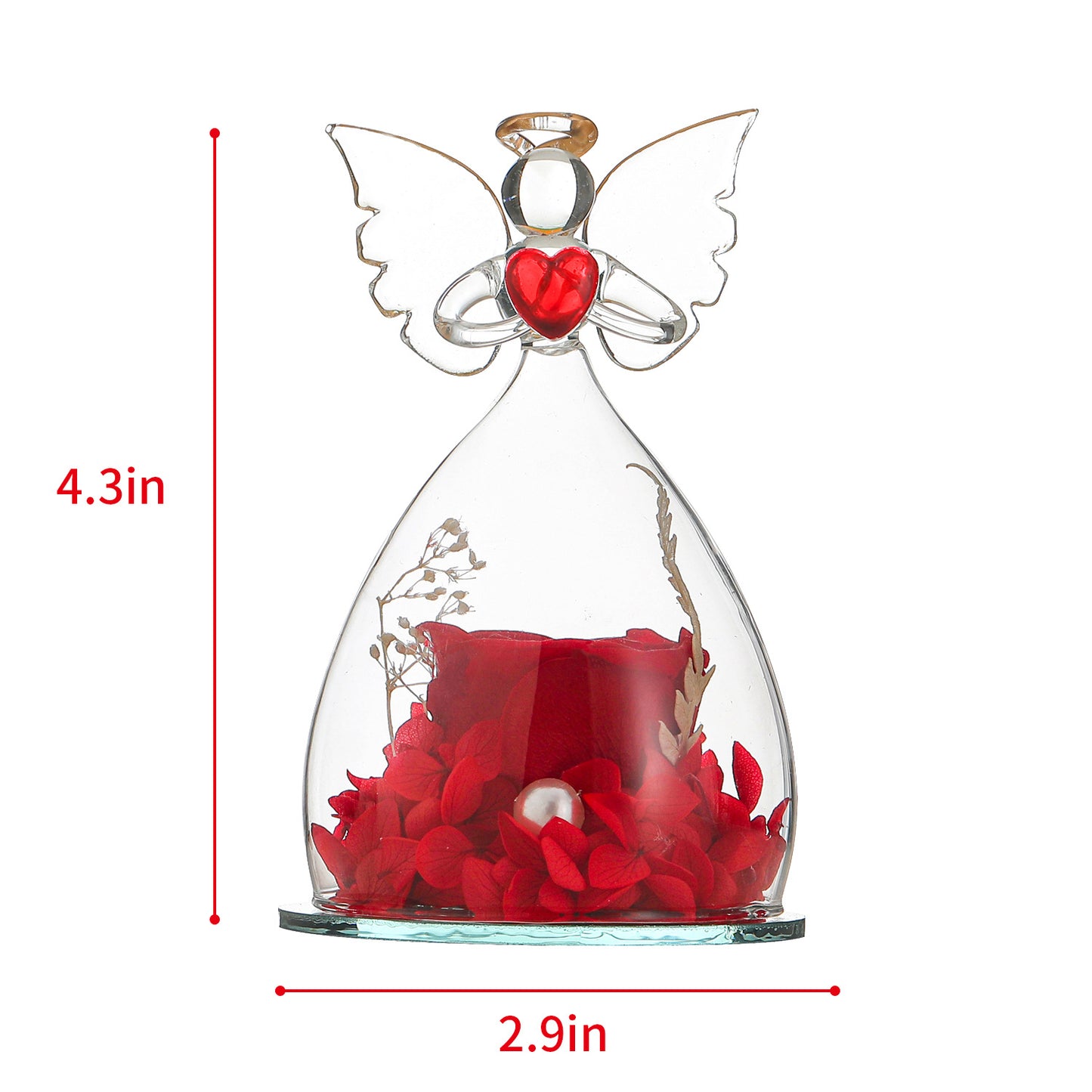 Angel Immortal Rose in Glass Dome – Timeless Floral Decoration