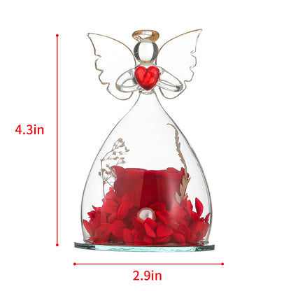 Angel Immortal Rose in Glass Dome – Timeless Floral Decoration