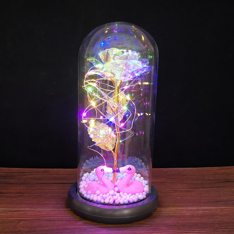 Eternal Radiance Rose Lamp – Color LED Glass Dome Edition