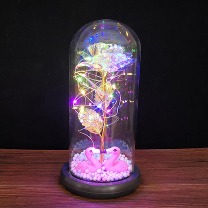 Eternal Radiance Rose Lamp – Color LED Glass Dome Edition