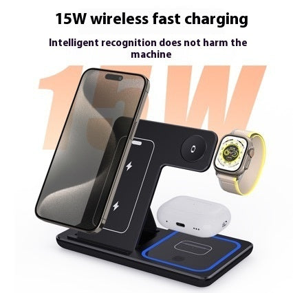 Virelia 3-in-1 Foldable Wireless Charging Station – Fast 15W Charging for iPhone, Apple Watch & AirPods