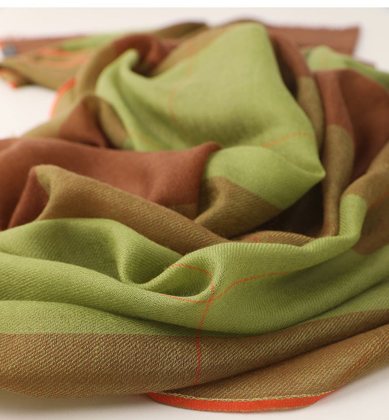 Multicolor Plaid Long Scarf – Cozy Cashmere Shawl for Women