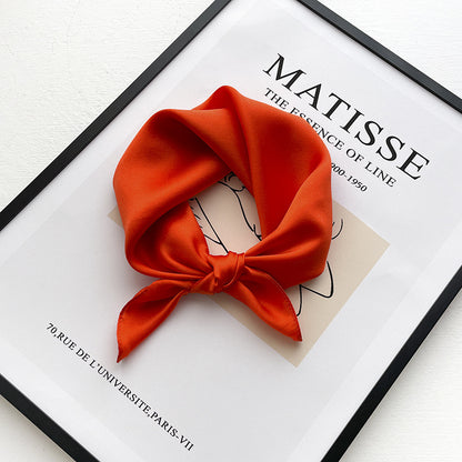 53cm Pure Color Silk Scarf – Elegant Lightweight Accessory