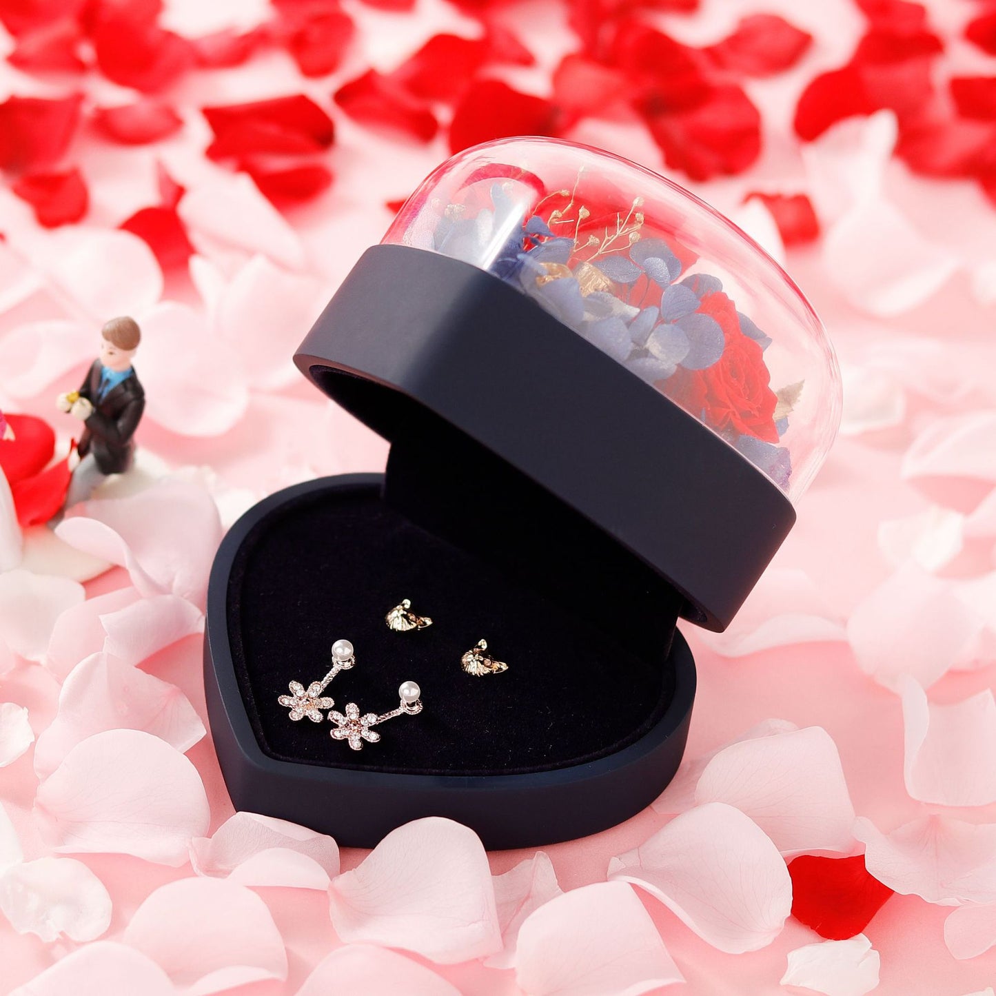 Heart-Shaped Eternal Rose Jewelry Gift Box – Romantic Preserved Flower Surprise